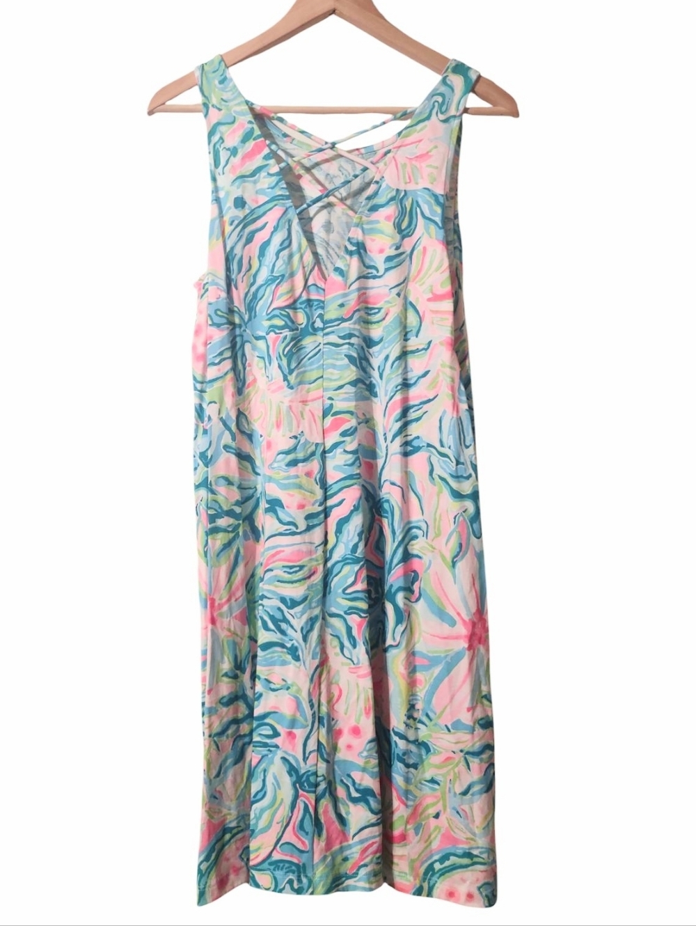 Lilly Pulitzer Kristen One In A Melon Criss Cross Sleeveless Tropical Mini Dress